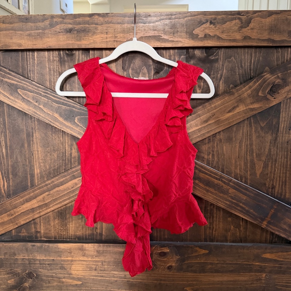 Miss Me Vibrant Red Ruffled Top